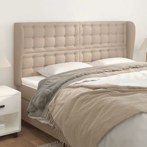 vidaXL Tăblie pat cu aripioare cappuccino 163x23x118/128 cm piele eco imagine