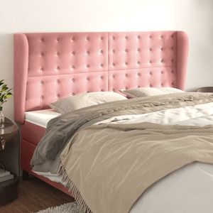 vidaXL Tăblie de pat cu aripioare, roz, 183x23x118/128 cm, catifea imagine