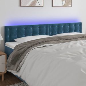 vidaXL Tăblie de pat cu LED, albastru închis, 180x5x78/88 cm, catifea imagine