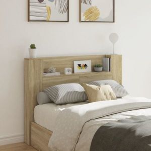 vidaXL Tăblie de pat cu dulap și LED, stejar sonoma, 140x16, 5x103, 5 cm imagine