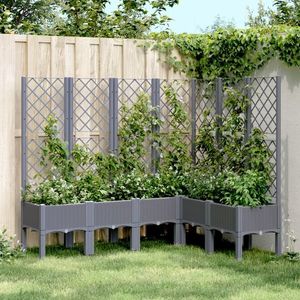 vidaXL Jardinieră de grădină cu spalier, gri, 160x120x142 cm, PP imagine
