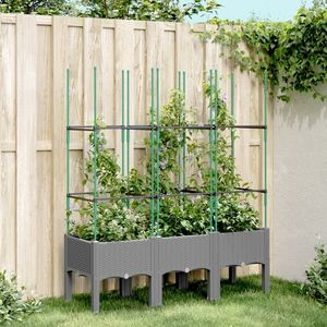 vidaXL Jardinieră de grădină cu spalier gri deschis 120x40x142, 5 cm PP imagine