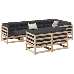 vidaXL Set canapea de grădină, 7 piese, lemn masiv de pin imagine