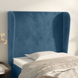 vidaXL Tăblie pat cu aripioare albastru închis 93x23x118/128cm catifea imagine