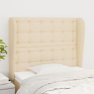 vidaXL Tăblie de pat cu aripioare, crem, 83x23x118/128 cm, textil imagine