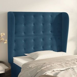 vidaXL Tăblie pat cu aripioare albastru închis 93x23x118/128cm catifea imagine