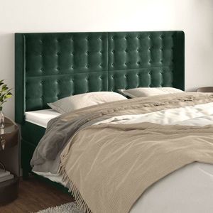 vidaXL Tăblie pat cu aripioare verde închis 183x16x118/128 cm catifea imagine