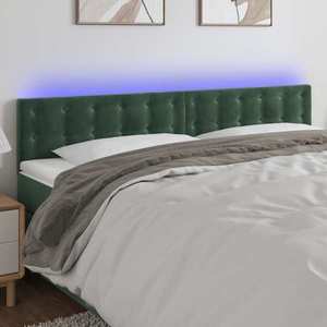 vidaXL Tăblie de pat cu LED, verde închis, 180x5x78/88 cm, catifea imagine