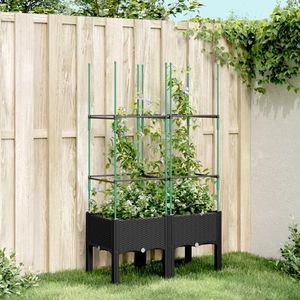 vidaXL Jardinieră de grădină cu spalier, negru, 80x40x142, 5 cm, PP imagine
