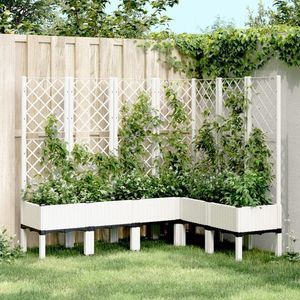vidaXL Jardinieră de grădină cu spalier, alb, 160x120x142 cm PP imagine
