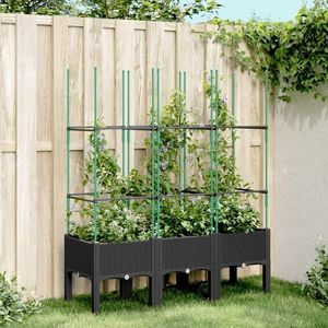 vidaXL Jardinieră de grădină cu spalier, negru, 120x40x142, 5 cm, PP imagine