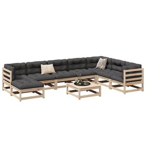 vidaXL Set canapea de grădină, 9 piese, lemn masiv de pin imagine