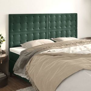 vidaXL Tăblii de pat, 4 buc, verde închis, 90x5x78/88 cm, catifea imagine