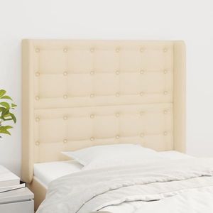 vidaXL Tăblie de pat cu aripioare, crem, 93x16x118/128 cm, textil imagine