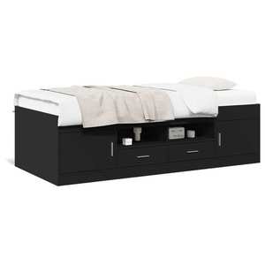 vidaXL Cadru pat de zi cu sertare, negru, 90x200 cm, lemn prelucrat imagine