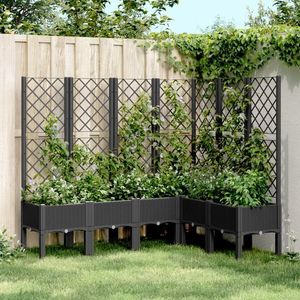 vidaXL Jardinieră de grădină cu spalier, negru, 160x120x142 cm, PP imagine