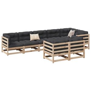 vidaXL Set canapea de grădină, 8 piese, lemn masiv de pin imagine