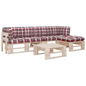 vidaXL Set mobilier paleți cu perne, 4 piese, lemn de pin tratat imagine
