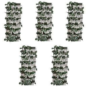 vidaXL Garduri cu zăbrele, frunze artificiale, 5 buc., 180x60cm, salcie imagine