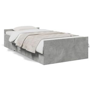 vidaXL Cadru de pat cu sertare, gri beton, 75x190 cm, lemn prelucrat imagine