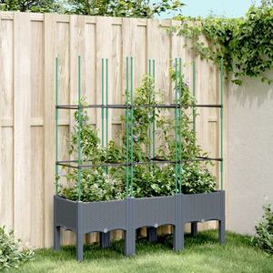 vidaXL Jardinieră de grădină cu spalier, gri, 120x40x142, 5 cm, PP imagine
