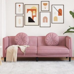 vidaXL Canapea cu perne, 3 locuri, roz, catifea imagine