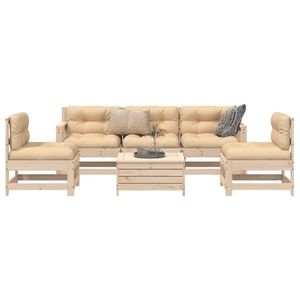 vidaXL Set canapea de grădină, 6 piese, lemn masiv de pin imagine