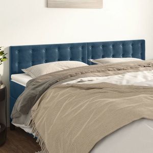 vidaXL Tăblii de pat, 2 buc, albastru închis, 100x5x78/88 cm, catifea imagine