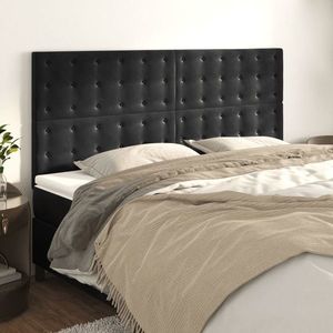 vidaXL Tăblii de pat, 4 buc, negru, 90x5x78/88 cm, catifea imagine
