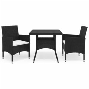 vidaXL Set mobilier de exterior, 5 piese, negru, oțel și poliratan imagine