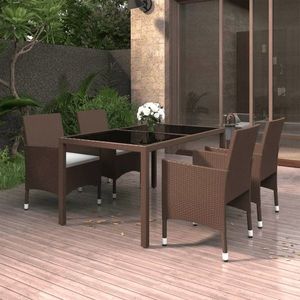 vidaXL Set mobilier grădină 5 piese, maro, poliratan/sticlă securizată imagine