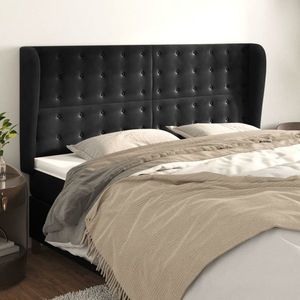 vidaXL Tăblie de pat cu aripioare, negru, 183x23x118/128 cm, catifea imagine