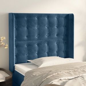 vidaXL Tăblie pat cu urechi albastru închis 103x16x118/128 cm catifea imagine