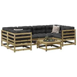 vidaXL Set canapele grădină cu perne, 7 piese, lemn de pin tratat imagine