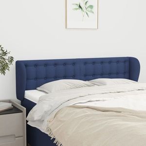 vidaXL Tăblie de pat cu aripioare, albastru, 147x23x78/88 cm textil imagine