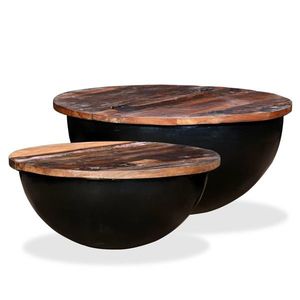 vidaXL Set măsuțe de cafea, 2 piese, lemn masiv de acacia/oțel imagine