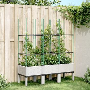 vidaXL Jardinieră de grădină cu spalier, alb, 120x40x142, 5 cm PP imagine