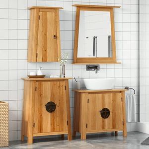 vidaXL Set mobilier de baie, 3 piese, lemn masiv de pin imagine