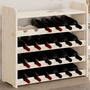 vidaXL Suport de vinuri cu raft superior, 67, 5x25x60cm, lemn masiv pin imagine