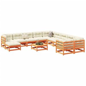 vidaXL Set canapele de grădină, 12 piese maro ceruit lemn masiv de pin imagine