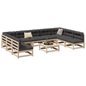 vidaXL Set canapea de grădină cu perne, 10 piese, lemn masiv de pin imagine