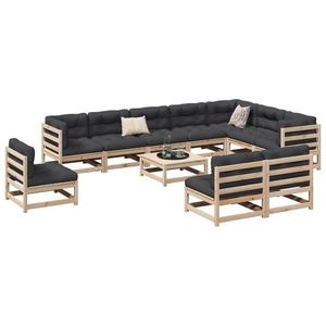 vidaXL Set canapea de grădină, 11 piese, lemn masiv de pin imagine