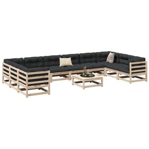 vidaXL Set canapea de grădină, 11 piese, lemn masiv de pin imagine