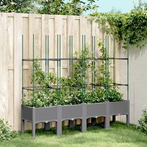 vidaXL Jardinieră de grădină cu spalier gri deschis 160x40x142, 5 cm PP imagine