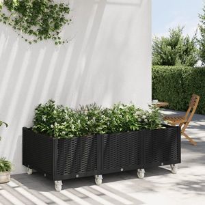vidaXL Jardinieră de grădină cu picioare, negru, 150x80x54 cm, PP imagine