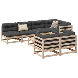 vidaXL Set canapea de grădină cu perne, 8 piese, lemn masiv de pin imagine