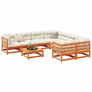 vidaXL Set canapea de grădină, 9 piese, maro ceruit, lemn masiv de pin imagine