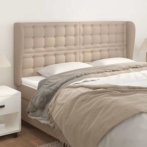 vidaXL Tăblie pat cu aripioare cappuccino 183x23x118/128 cm piele eco imagine