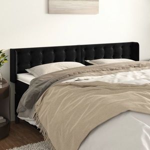 vidaXL Tăblie de pat cu aripioare negru 183x16x78/88 cm catifea imagine