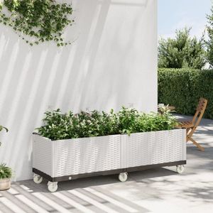 vidaXL Jardinieră de grădină cu picioare, alb, 160x50x54 cm, PP imagine